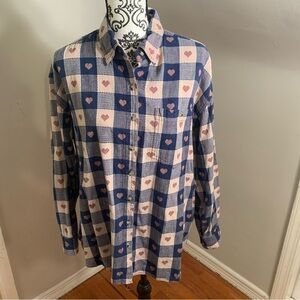 Vintage Futures Gingham/checkered Heart Button Down Women’s 2XL